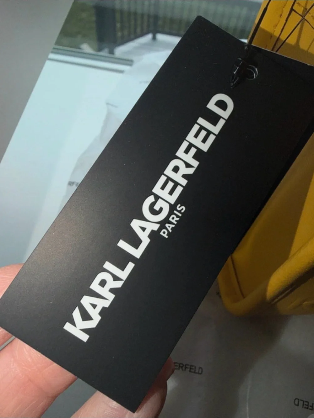 Karl Lagerfeld Bright Yellow Leather Chain Shoulder Bag